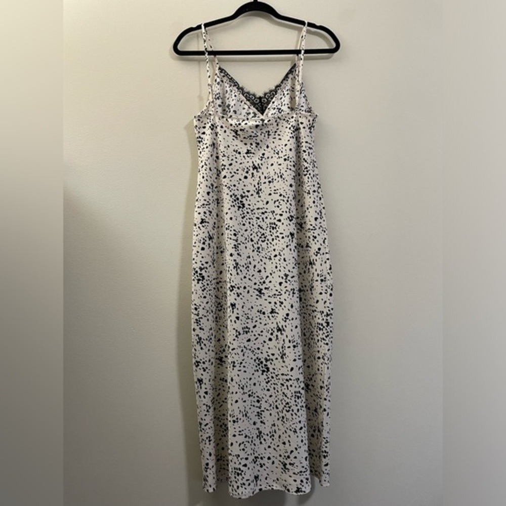 NWT A New Day Maxi Slip Dress with Lace‎ and Dots in Cream and Black - S - Picture 5 of 11